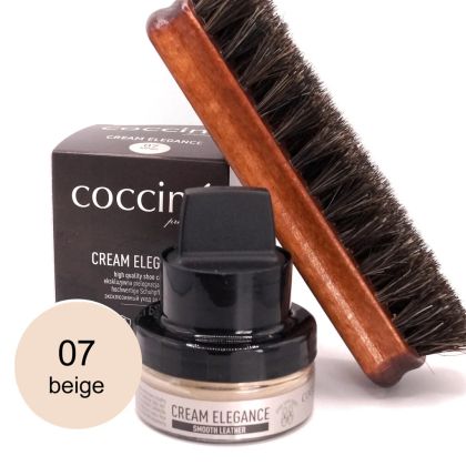 Coccinè Duo - Бежова крем боя за обувки + четка с конски косъм