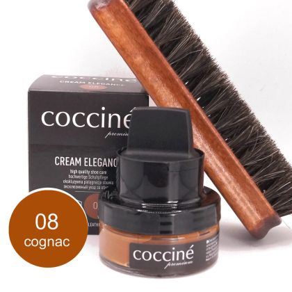 Coccinè Duo - Коняк крем боя за обувки + четка с конски косъм