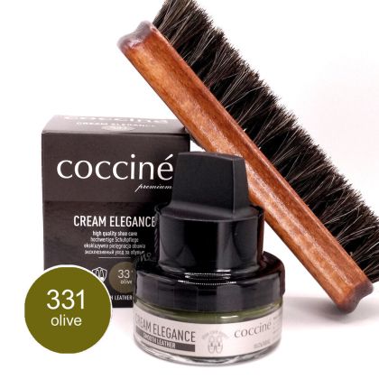 Coccinè Duo - Олив крем боя за обувки + четка с конски косъм