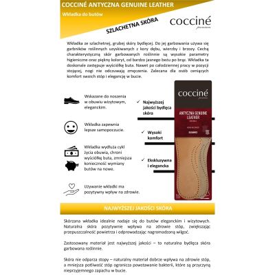 Coccinè Antic Genuine Leather Стелки за обувки от естествена дъбена кожа