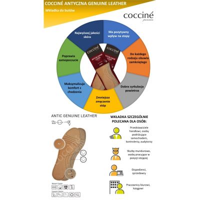 Coccinè Antic Genuine Leather Стелки за обувки от естествена дъбена кожа