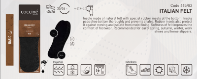 Coccinè Black Italian Felt - Зимни стелки от италиански филц