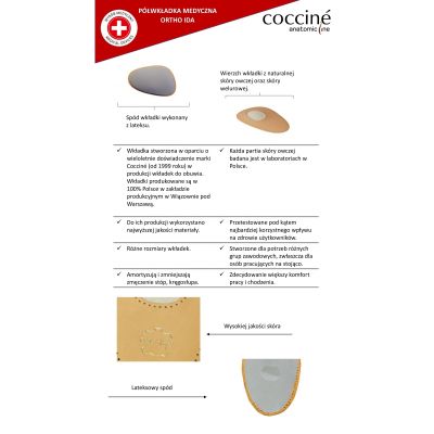 Coccinè Orto Ida - Ортопедични кожени стелки за метатарзална подкрепа