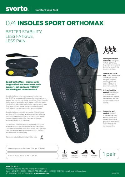 Svorto Sport OrtoMax Ортопедични спортни стелкис PORON® и поддръжка на свода